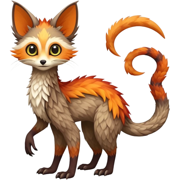 Exotic vibrant lush warm-colored Fakémon-Trico-creature (full body) emoji