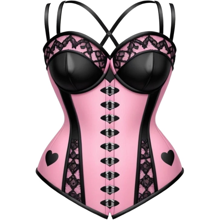 heart with gothic black lace corset ,  hearts, black and pink, cute,  emoji