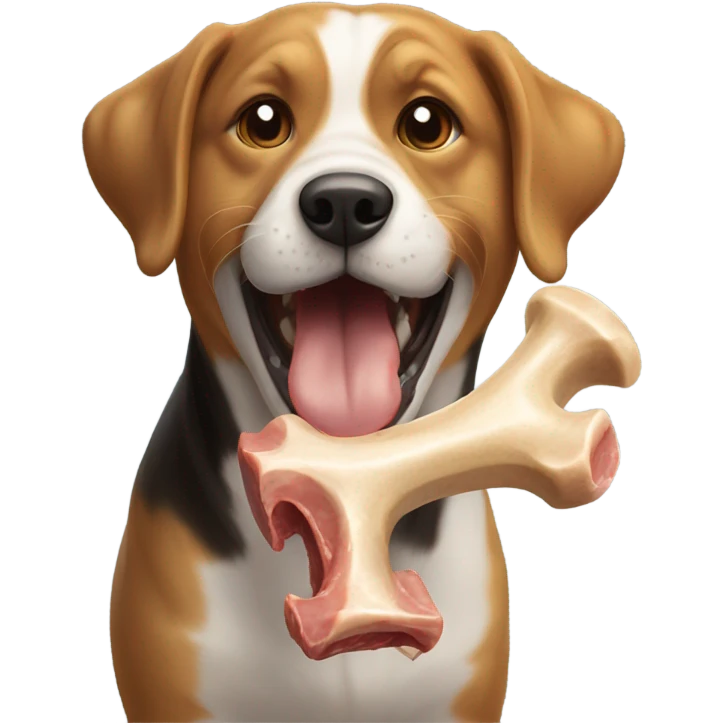 Dog eating a big bone emoji