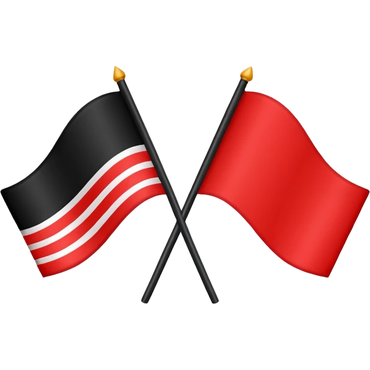 Creat an flag win red and black colour only colour not designs half in red and another half in black  by dividing equaly single flag emoji