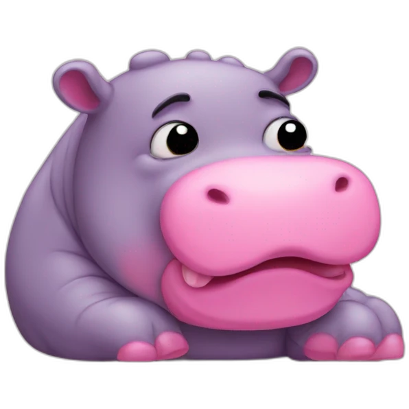 pink sad hippo tearing up emoji