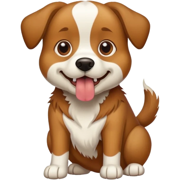 dog with a bone in its teeth, looking up emoji