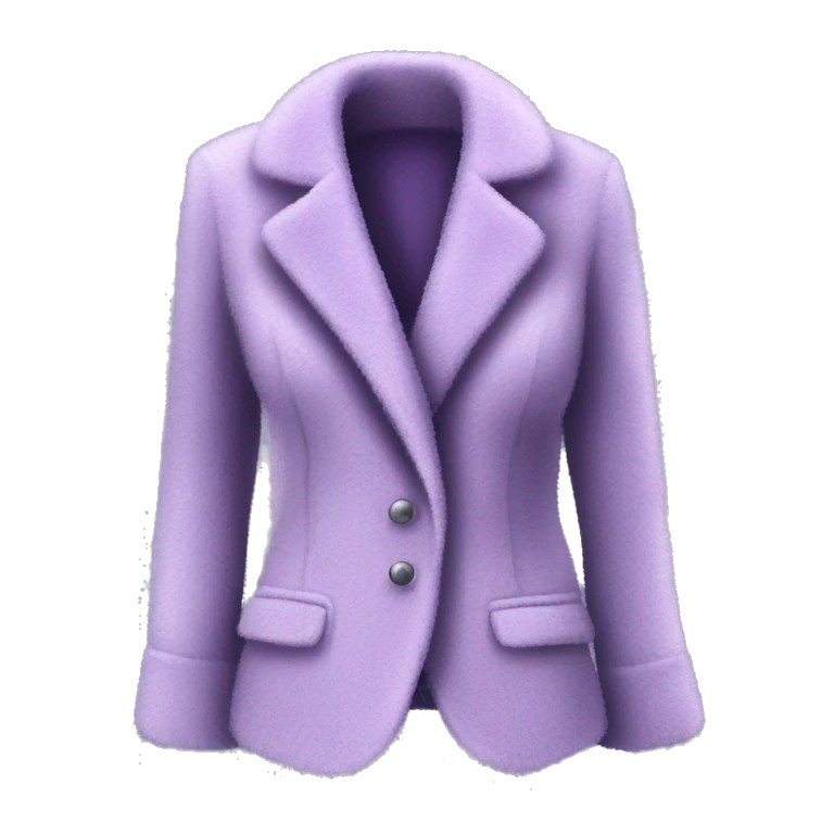 Realistic isolated open lavender fuzzy velvet feminine fashion  jacket. emoji