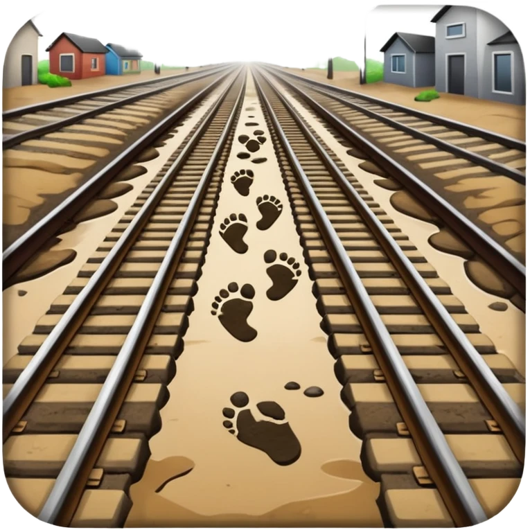footprints near train track emoji