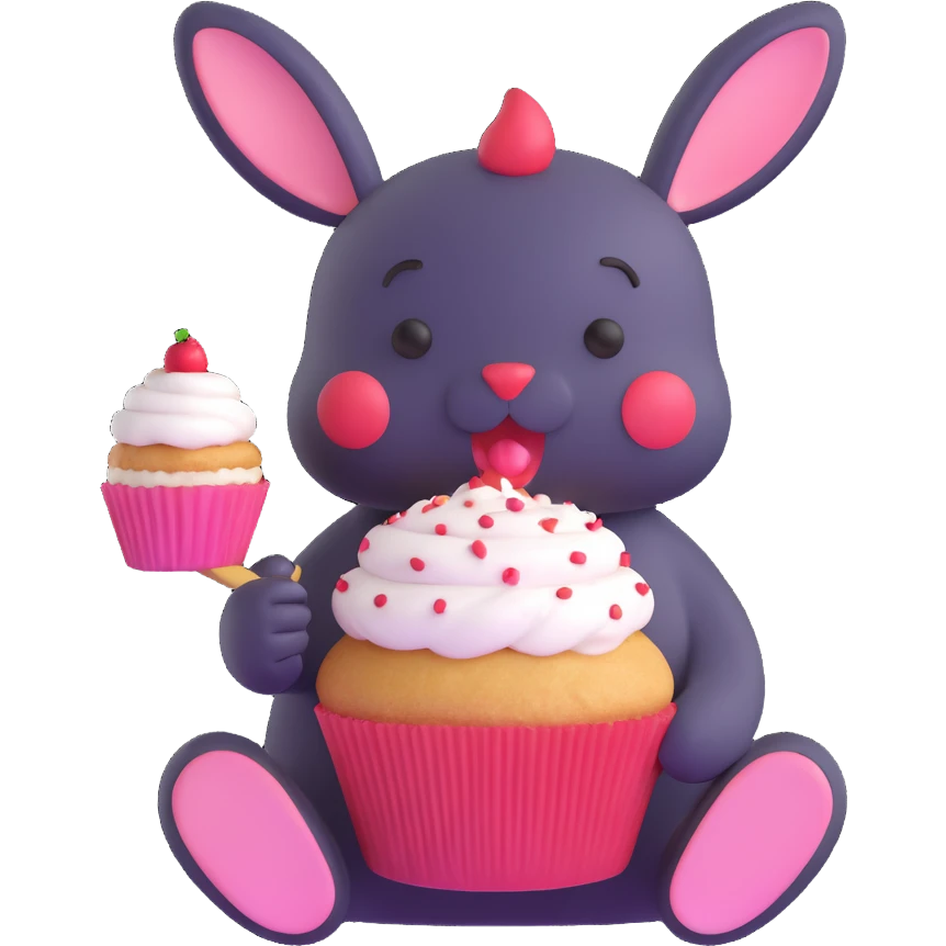 labubu eating a cupcake emoji