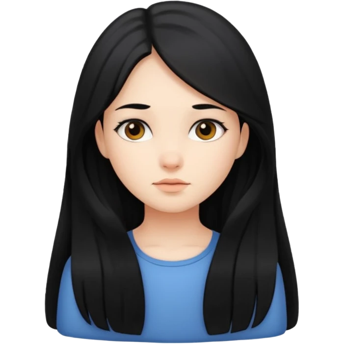Girl tamed with black long hair emoji