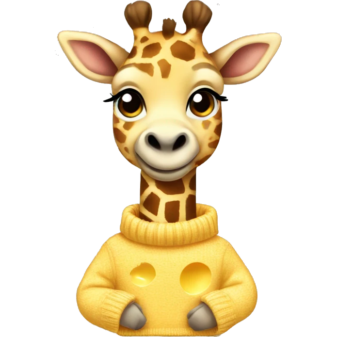 A baby giraffe in a sweater with cheese  emoji