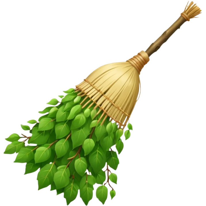 Birch Broom For Russian Bath Water Green Leaves  emoji