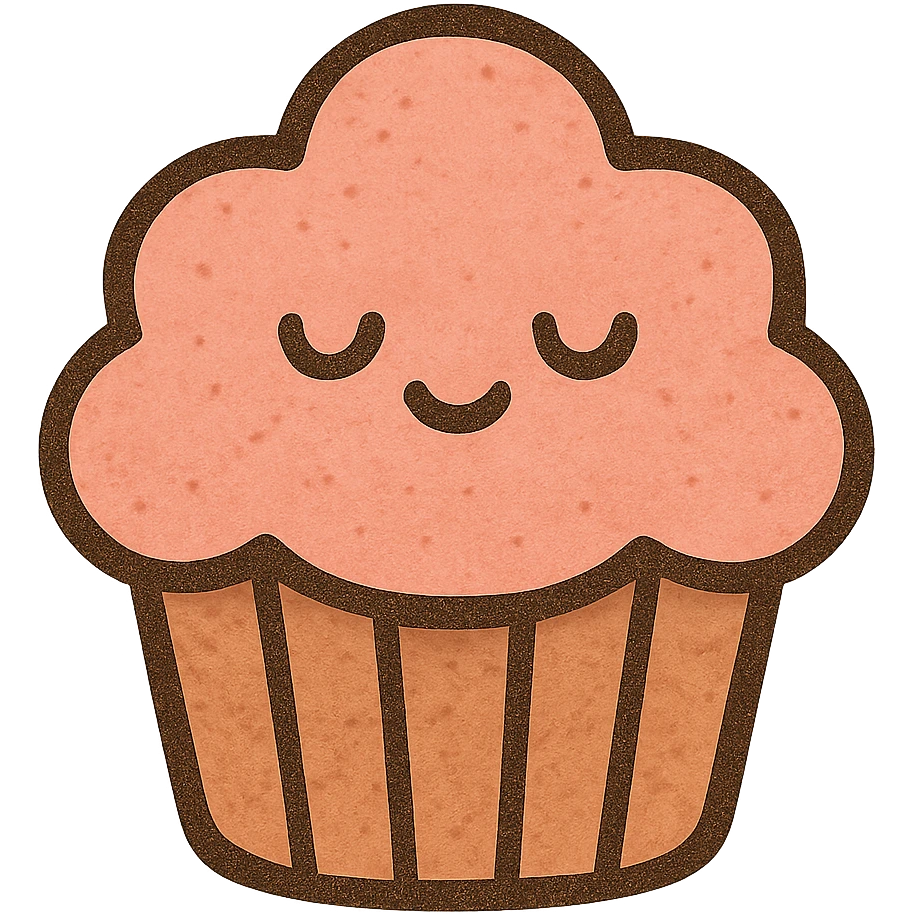 bold flat warm colors style icon of a pink cupcake emoji
