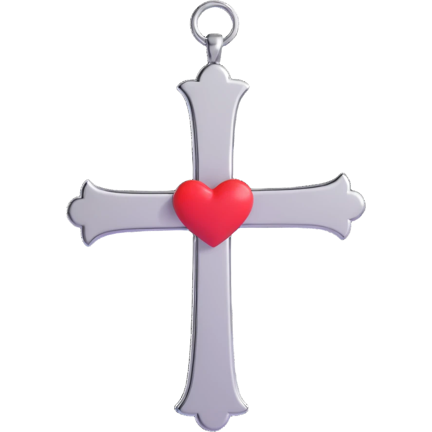 Light pink Chrome heart cross  emoji