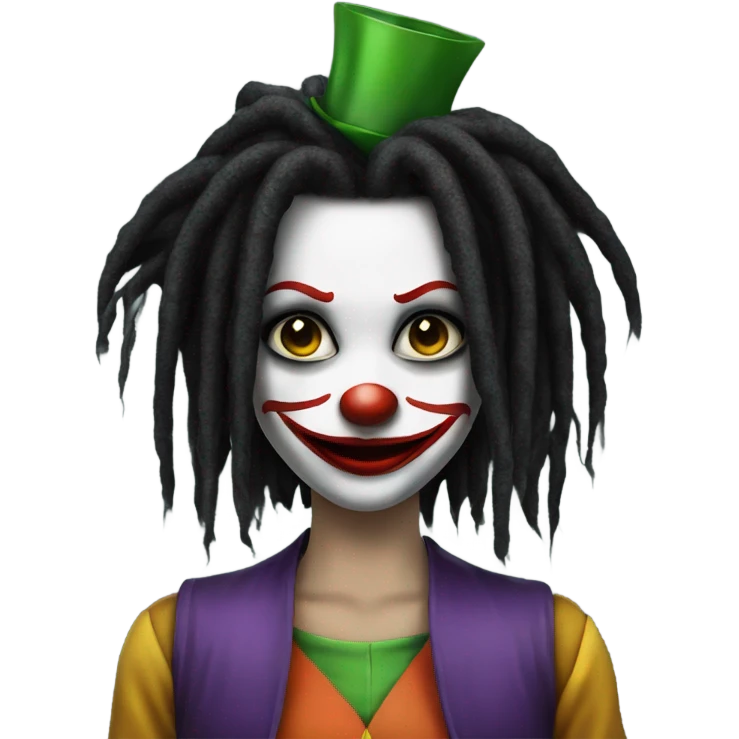 Joker Clown girl, black dreadlocks emoji