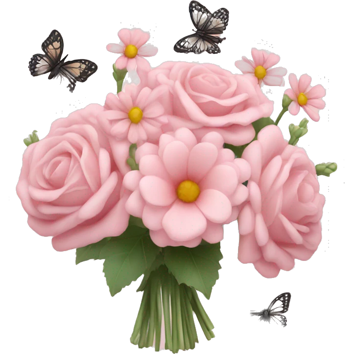 Pale pink bouquet with butterflies emoji