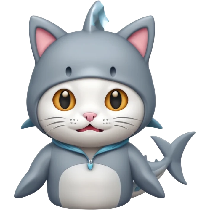 Kitty with a shark costume emoji