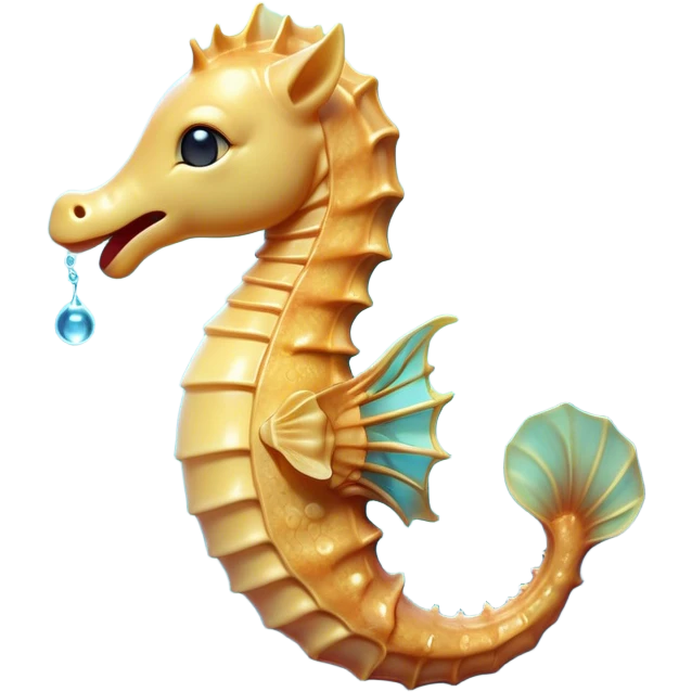 Cinematic Realistic Cute Yawning Sea Horse Portrait Emoji, Head tilted slightly with a dramatic, wide-open yawn, showcasing a soft, flowing body with gently drooping fins and half-closed, drowsy eyes rendered in delicate detail, high shine, relaxed yet expressive, styled with a dash of underwater charm, soft glowing outline, capturing the essence of a sleepy yet affectionate sea horse that appears ready to rest in tranquil water. emoji