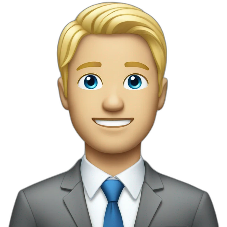 Man with blue eyes blond hair in the business suit  emoji