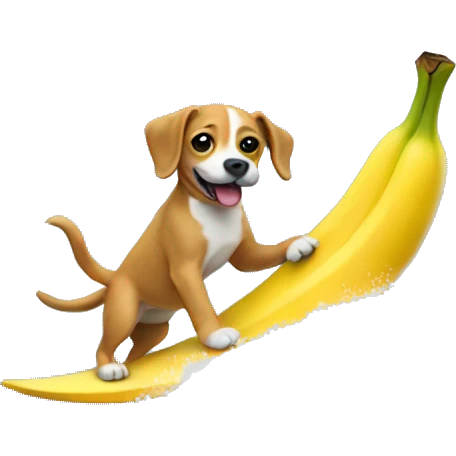 Dog surfing a banana emoji