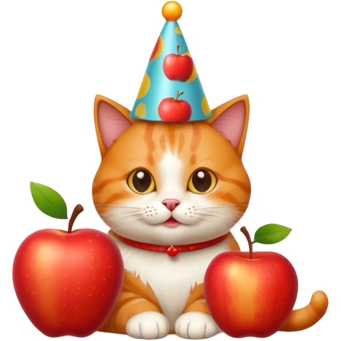 cat apple funny emoji
