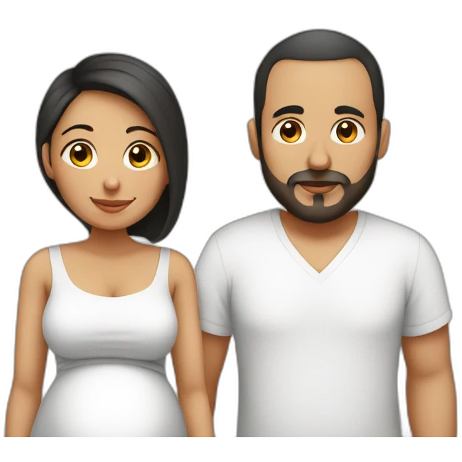 Latin pregnant wife and husband no face hair emoji