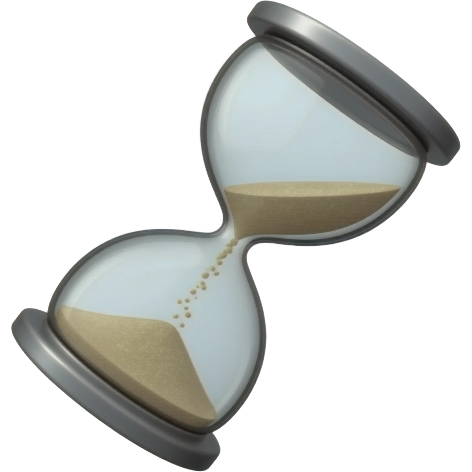 hourglass diagonally tilted to the right with larger glass and show more sand than liquid and less base - circular icon copy/paste emoji