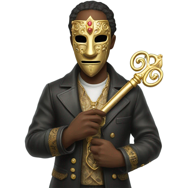 Guy wearing horsemask and holding a big key emoji