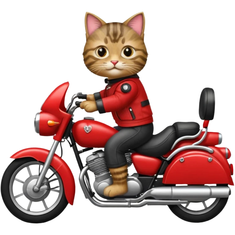 Cat on red and black motorcycle emoji