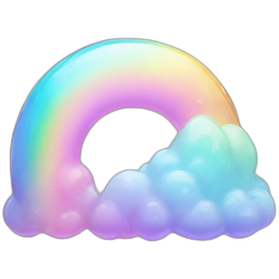 glossy Pastel iridescent rainbow crystal crescent emoji