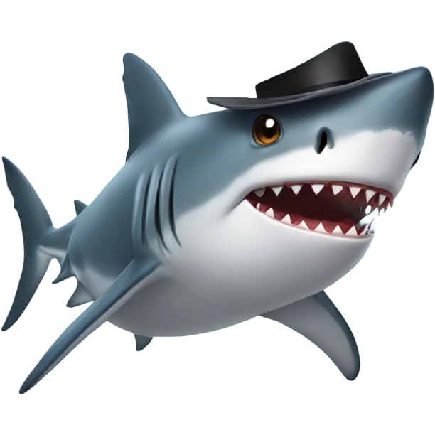 Shark with a top hat emoji