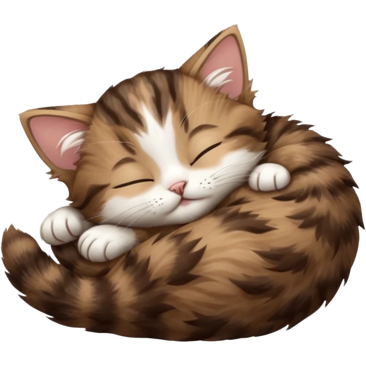 dark brown tabby and white kitten sleeping on its back emoji