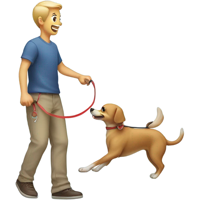 Super tiny dog dragging owner fast on leash  emoji