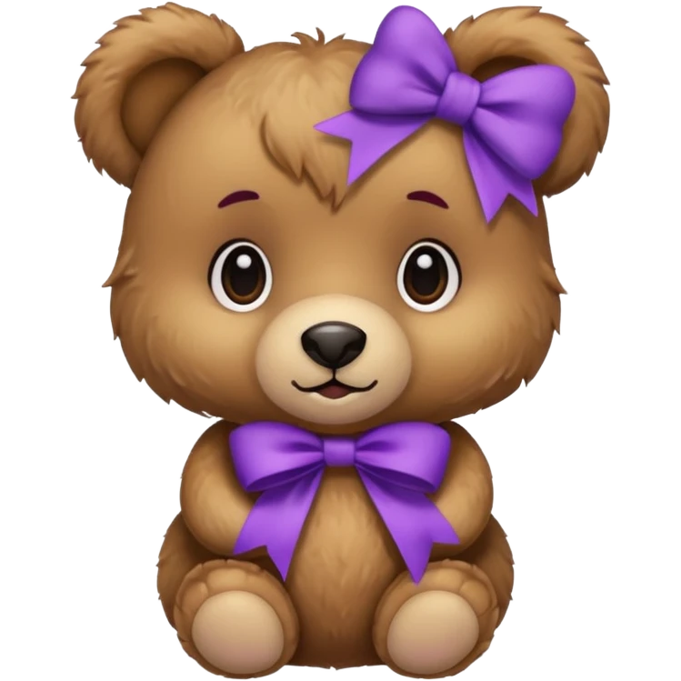 Cute teddy Bear , with a purple bow in her hair, emoji