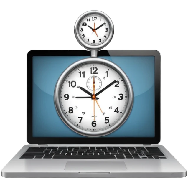 laptop with a clock above it emoji