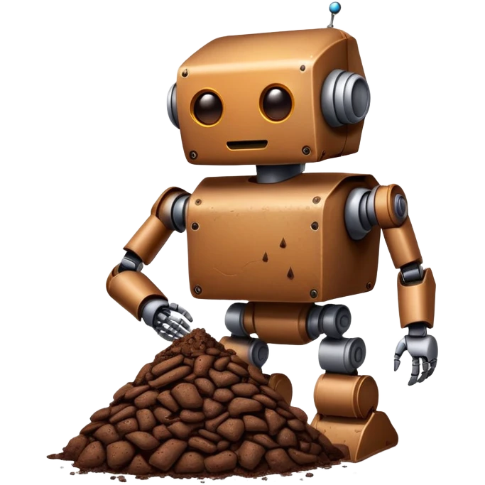 robot holding poop emoji