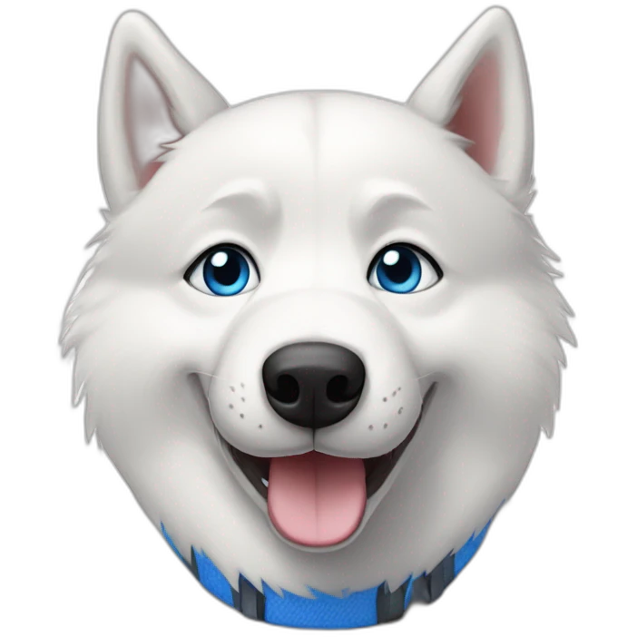 Happy white husky  blue eyes emoji