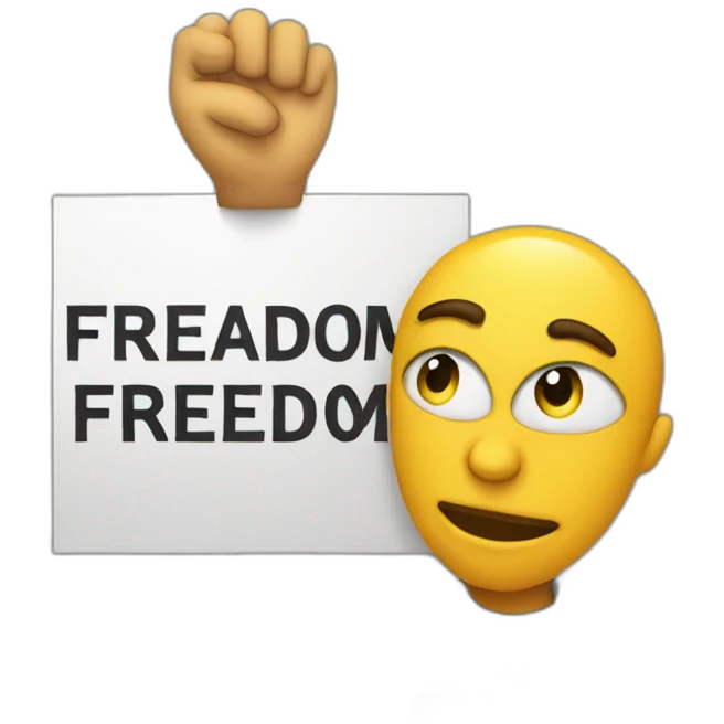 a demonstrator with a sign that says "freedom" emoji