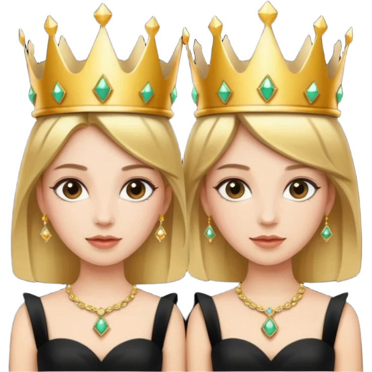 two women with crowns and the same outfit emoji