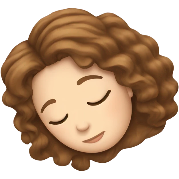 Sleeping white girl with brown wavy hair emoji