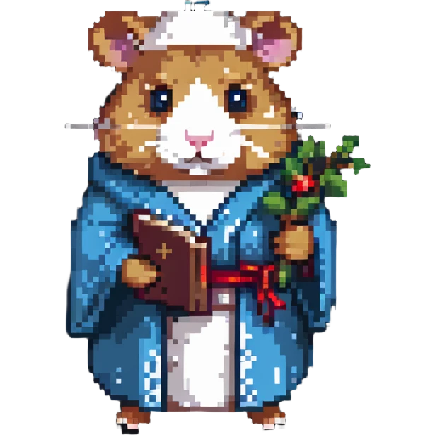 hamster philosopher wearing a tiny robe and holding a scroll emoji