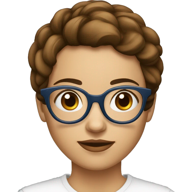 Fille cheveux bruns au yeux bleus avec des lunettes rondes  emoji
