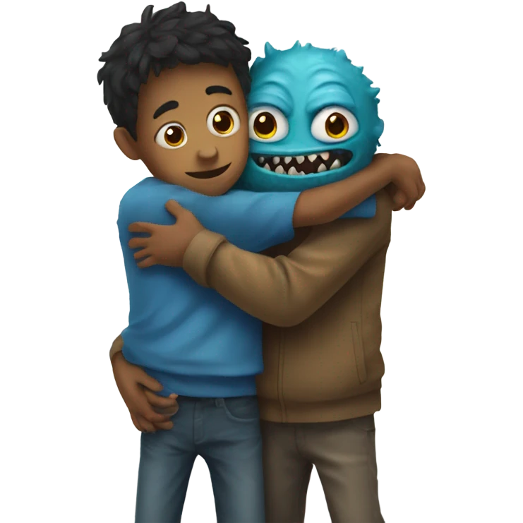 Monster hugging a boy emoji