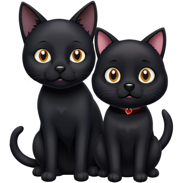 Black cat and black dog being friends emoji