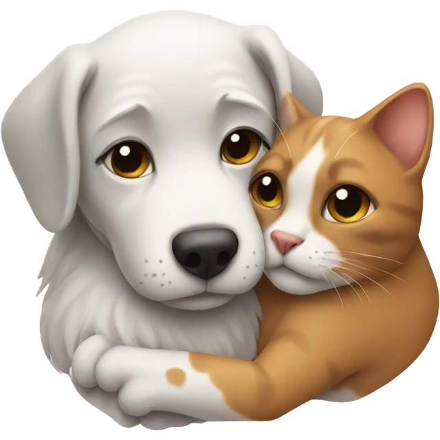 Cat and dog hugging  emoji