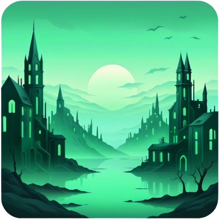 Ghostly Pastel Black Green Spectral Gloomy Dusky Dystopian Apocalyptic Aesthetic Scenery Deco emoji