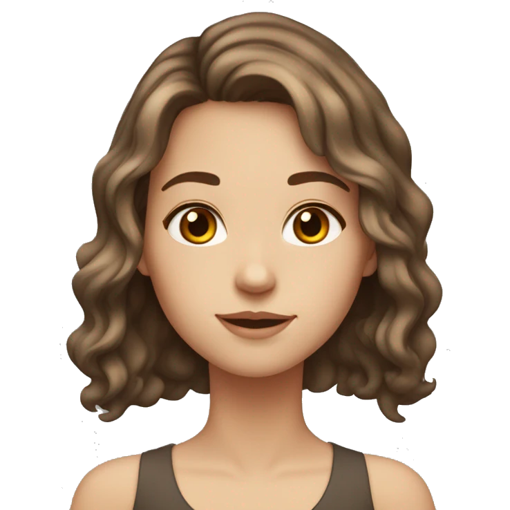 white girl with brown hair ,brown eyes, a little wavy hair emoji