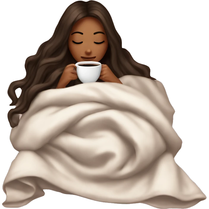 Victoria secret girl inside a blanket sipping coffee eyes closed emoji