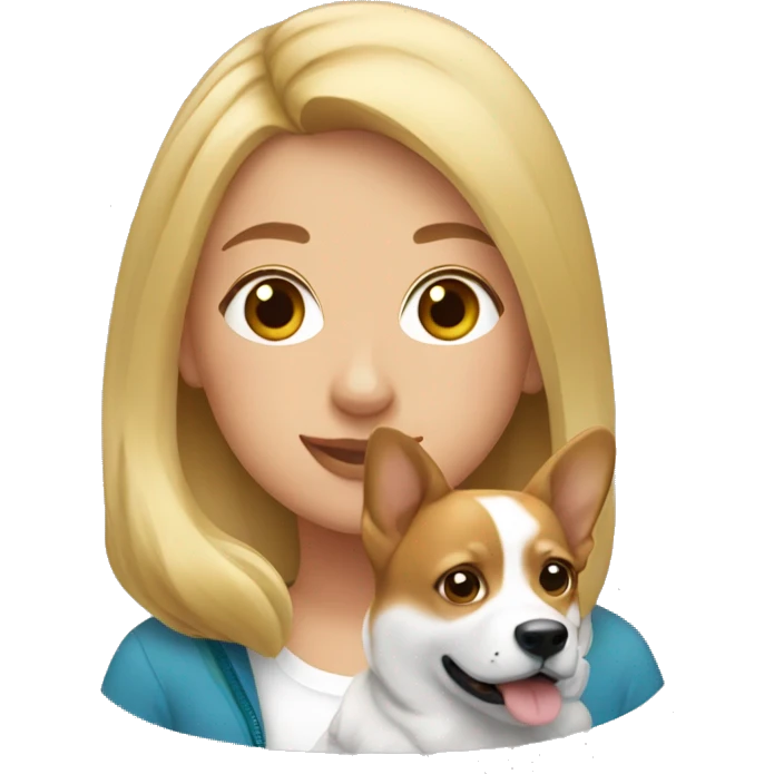 blonde girl with a corgi dog emoji