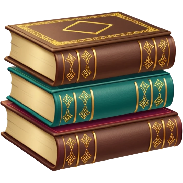 A stack of colorful spellbooks that look like they came out of a fine victorian library emoji