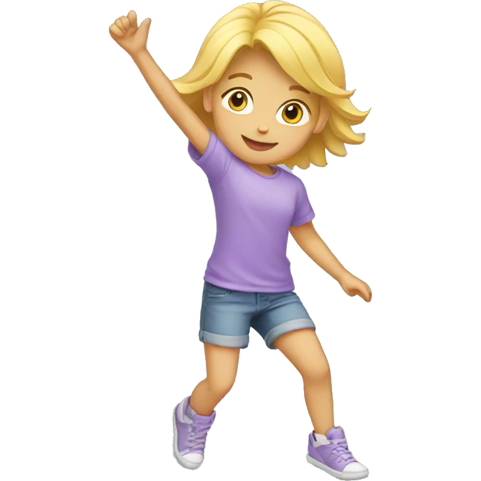 blonde kid dance with light purple t shirt  emoji