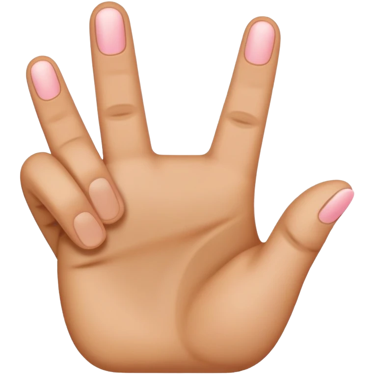 A palm that looks like the iPhone emoji 🤙🏼 but has three fingers up - thumb, middle and a pinky. Index and ring are down. emoji