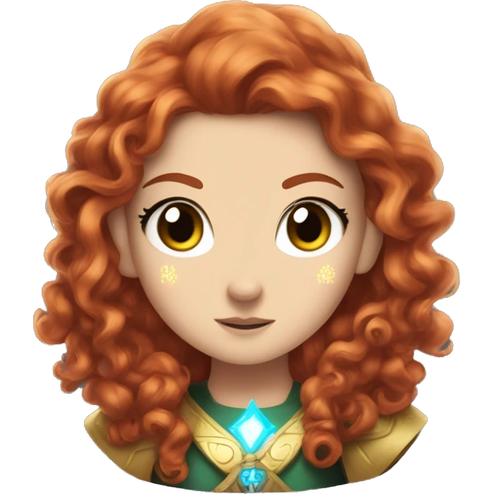 a white girl with long red curly hair and freckles, cosplaying Princess Zelda posing and ready for a fight emoji
