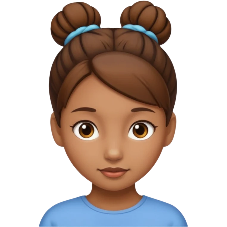 Girl with light brow skin and brown hair in bun emoji